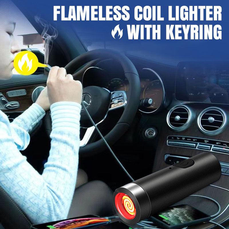 Flameless & Windproof Coil Lighter with Keyring - clarioy