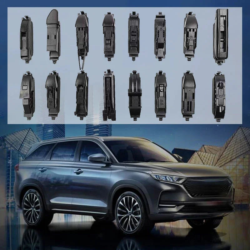 Various auto tool switches displayed above a modern SUV, clarioy premium car accessories.