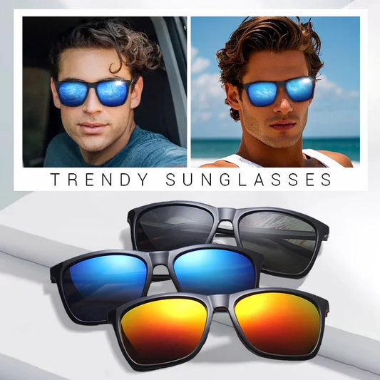 Trendy polarized sunglasses for men with mirrored lenses, available at clarioy online store.