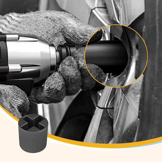 Mechanic using impact wrench and socket to remove car wheel nut, auto tool from clarioy