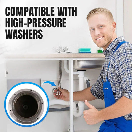 Plumber under kitchen sink testing high-pressure washer compatibility, clarioy premium auto tool
