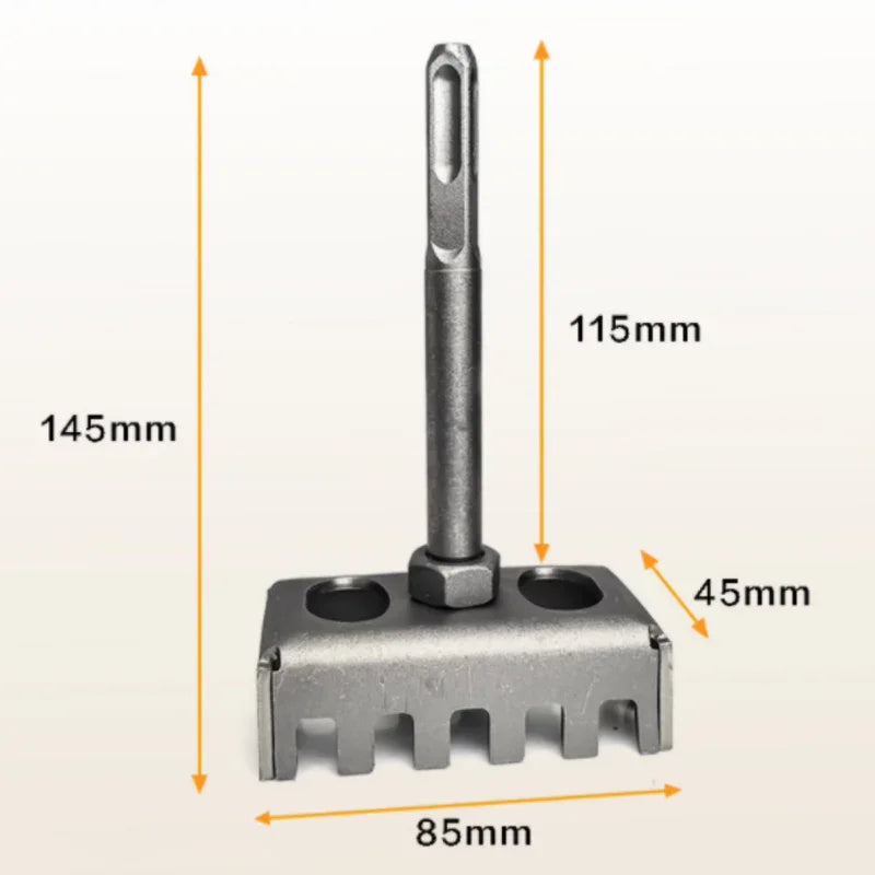Clarioy heavy-duty metal auto tool with toothed blade, drill shank, and measurements shown.