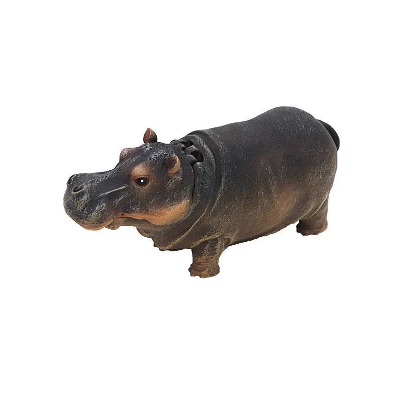 Realistic hippo figurine home decor accessory on white background, premium clarioy homeware