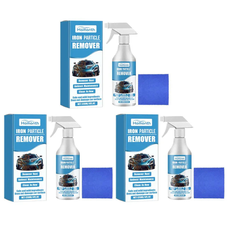 Homonth iron particle remover spray set with blue microfiber cloths for car care