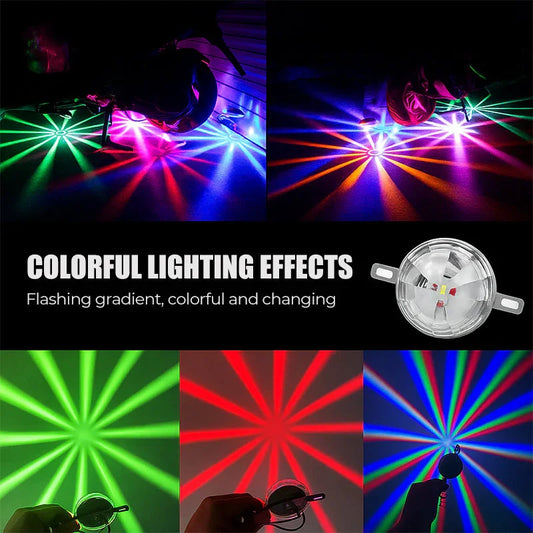 Colorful LED lighting effects with rainbow patterns, gradient lights, and handheld device from clarioy.