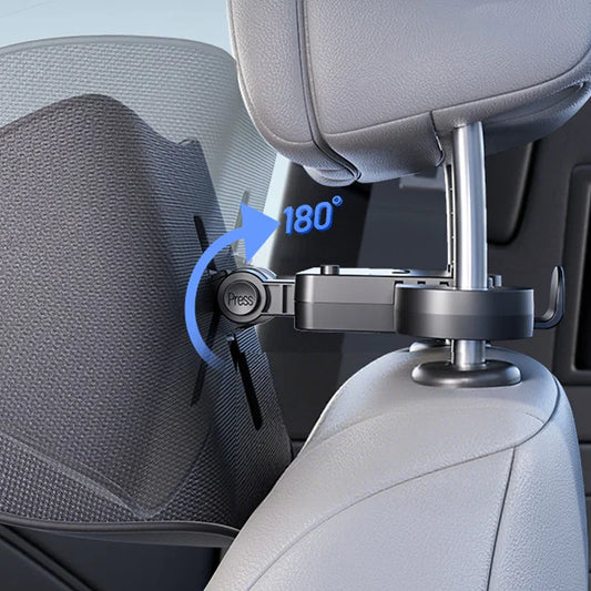 Adjustable car headrest hook 180° rotation, premium auto accessory by clarioy