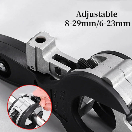 Adjustable metal pipe cutter tool, 8-29mm, black handle, close-up, clarioy auto tools