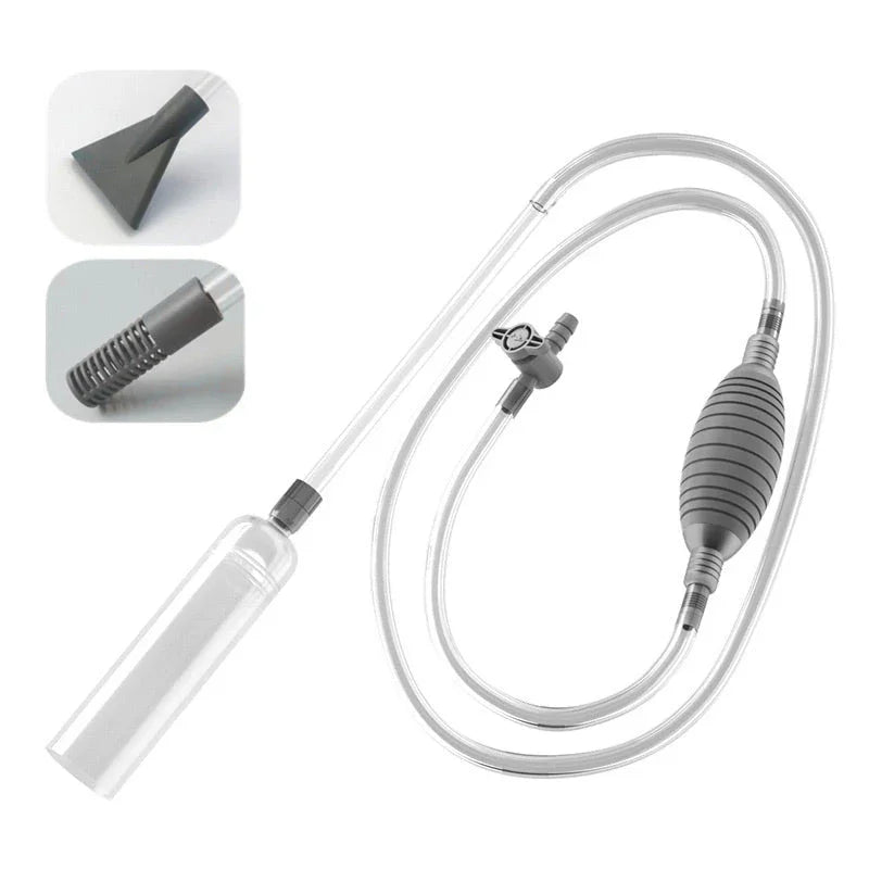Clarioy premium manual siphon pump kit with flexible hose and two nozzle attachments, ideal for home and auto cleaning