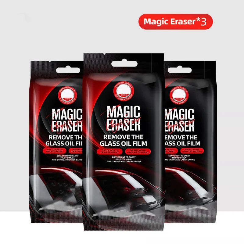 Clarioy Magic Eraser 3-pack for removing glass oil film, premium auto cleaning tool.