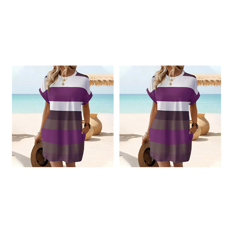 ๐ LIMITED-TIME 50% OFF! โจ Striped Midi Dress โ Pockets, Loose Fit, Vacation, Casual โจ