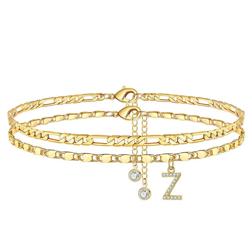 ๐ฃ LIMITED TIME 50% OFF! โจ Layered Gold Ankle Bracelet for Women โ Rhinestone, Adjustable, Beach Jewelry ๐๏ธ
