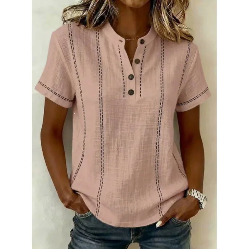 ๐ 50% OFF NOW! ๐ฟ Women's Casual Short Sleeve Top โ Breathable, Relaxed Fit & Unique Stitch Detail โจ