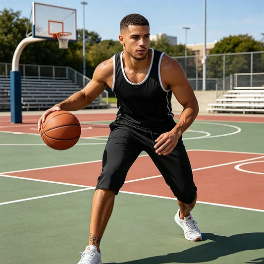 🩳40% OFF NOW! 🏃 Men's Quick-Dry Sports Capri Pants – Stretchy & Breathable with Secure Zipper Pockets – Elastic Waist & Versatile Fit 🧘♂️