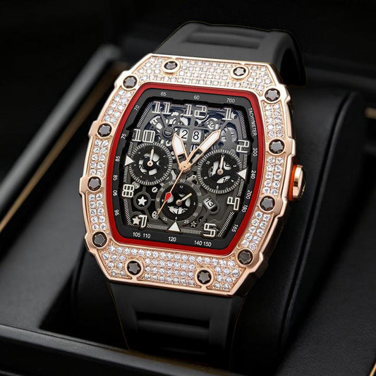 ⌚ LIMITED-TIME 50% OFF! ✨ Luxury Men's Tonneau-Shaped Watch – Rhinestone, Sleek, Bold 🪩