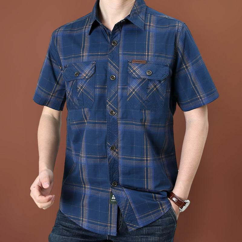 ๐ LIMITED-TIME 50% OFF! ๐ Men's Casual Plaid Short Sleeve Shirt โ Classic Pattern, Relaxed Fit, Breathable Comfort โจ