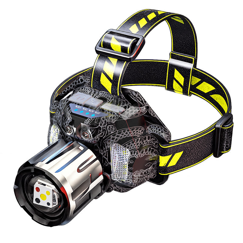 🔦✨ Rechargeable 5-Color LED Headlamp – Motion Sensor & Fishing/UV Modes 💡