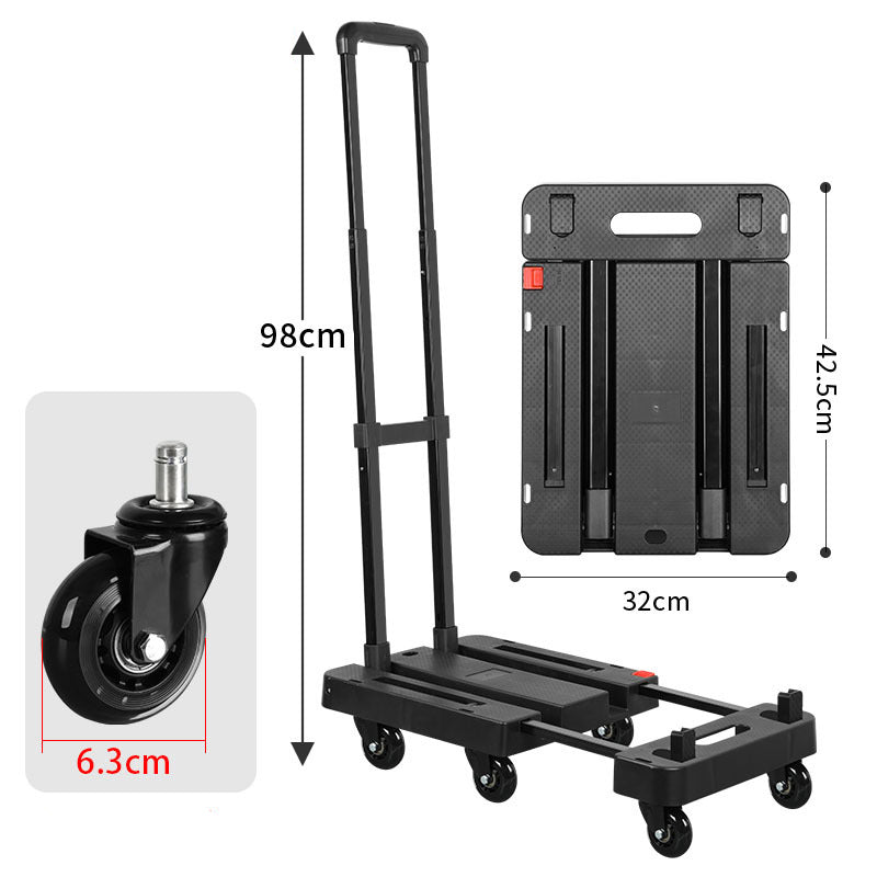 ๐ Foldable Hand Truck | 150 kg Load Capacity ๐ช | Quiet PU Wheels ๐ | Telescopic Handle & Safety Lock ๐ | Compact & Space-Saving ๐ฆ