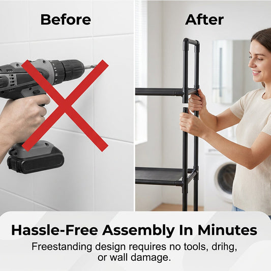 🔥2026 New Hot Selling❤️🔥No-Drill Bathroom & Laundry Organizer Shelf