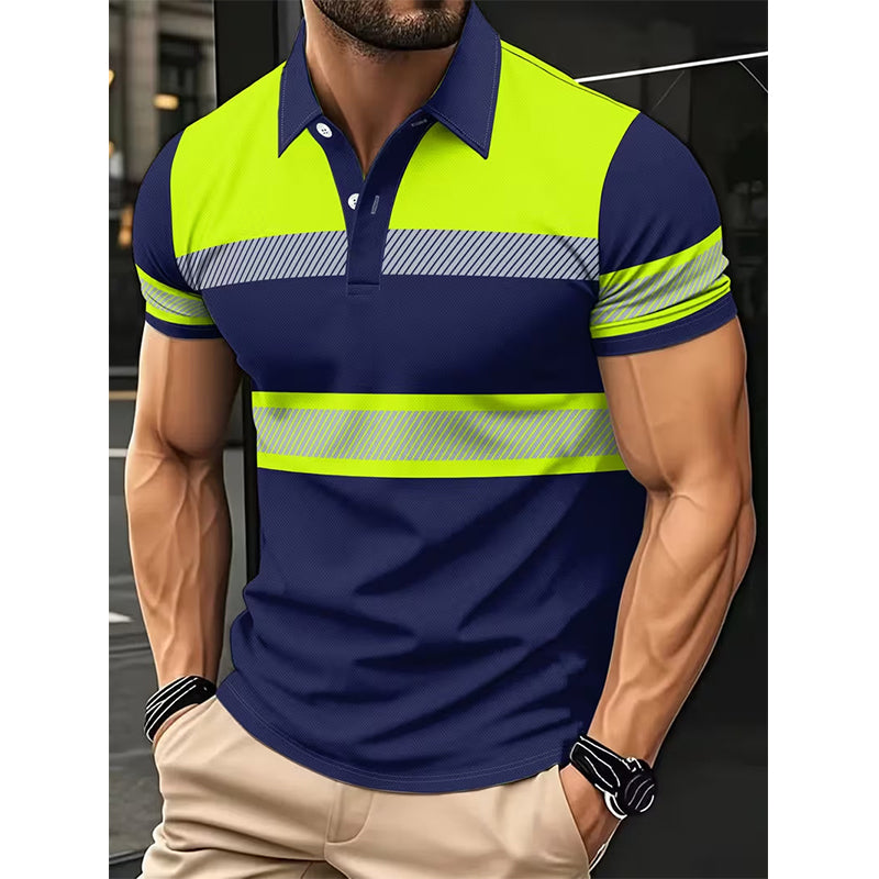 ๐ข LIMITED TIME 50% OFF! ๐ Men's High Visibility Reflective Short Sleeve Shirt โ Neon Blocks & Athletic Fit Cut โฐ