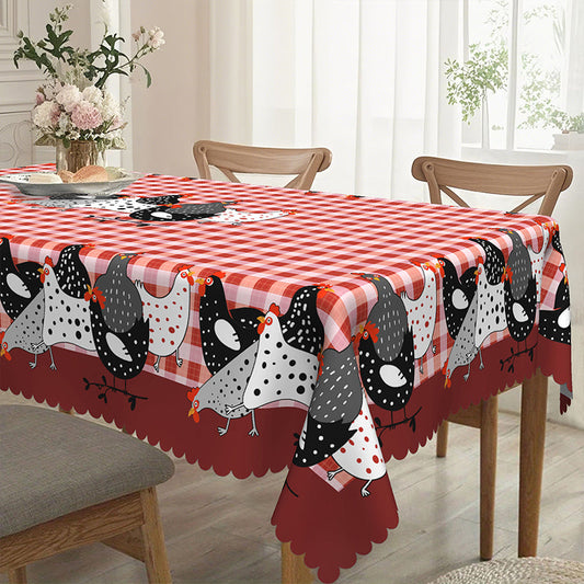 📢📢50% OFF !! 🐓 Red Plaid Rooster Tablecloth