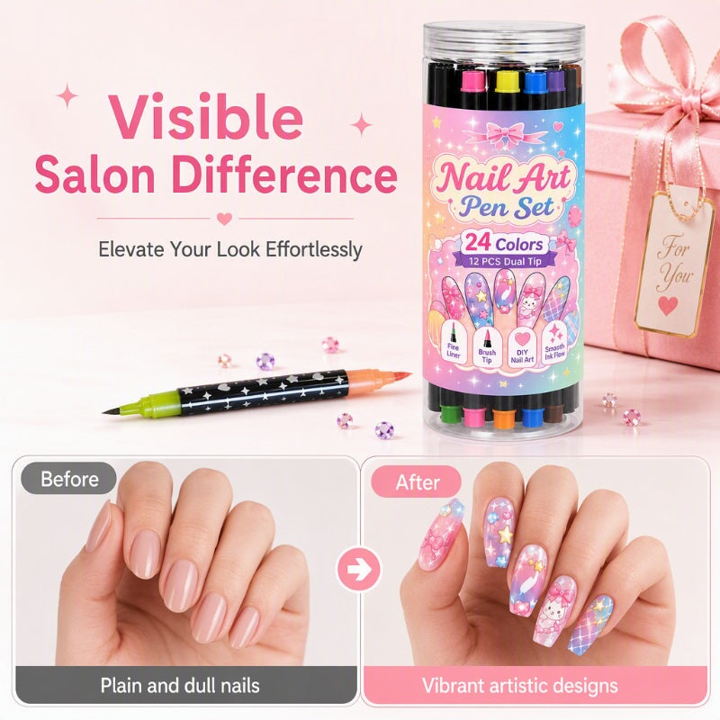 š 2026 Sale ā Over 25,000 Sold!š
24āColors DualāEnded Nail Art PensāDIY Manicure Drawing Set šØ