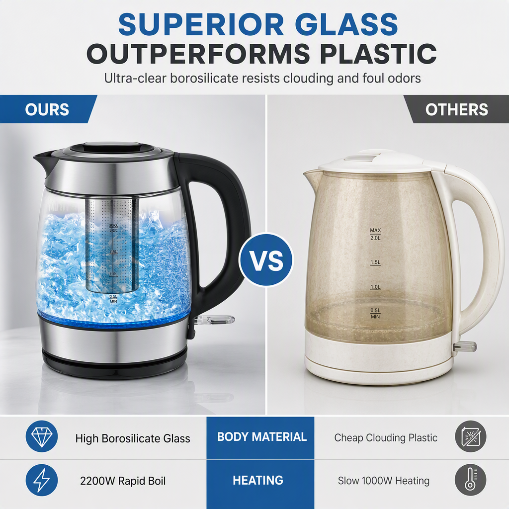 ☕2L Large Capacity Glass Electric Kettle with Automatic Shut Off and Overheat Protection✨