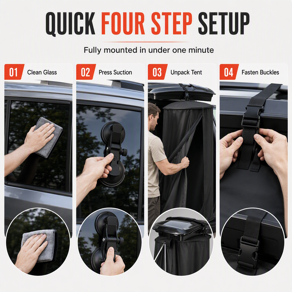 🚗 50% OFF NOW! 🏕️ Quick-Opening Car Rear Shower Tent – Privacy Changing Room & Portable Toilet – For Camping & Road Trips 🚿