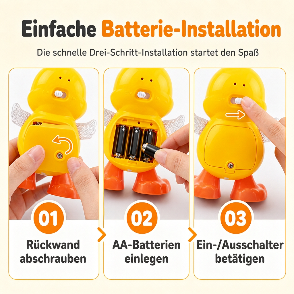 🦆🎵Electric Singing and Dancing Cartoon Duck Toy | LED Light Effects, Waddling Motion🌈