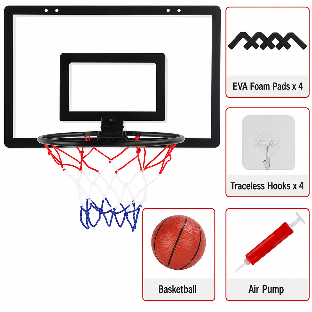 ⏳Time-Limited Special⏰No Drill Wall Mounted Folding Basketball Hoop Toy Set for Kids Indoor and Outdoor Play