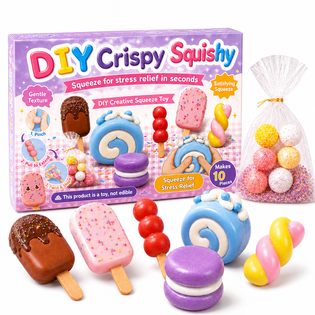📢📢50% OFF !! ⏰DIY Crispy Squeeze Ball Toy Set with Wax Coating and Satisfying Crunchy Sound for Stress Relief