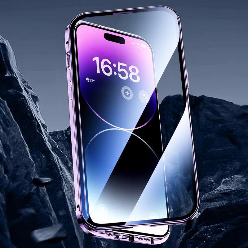 Anti-Peep Double-Sided Glass Magnetic Metal Frame Phone Case For iPhone - clarioy