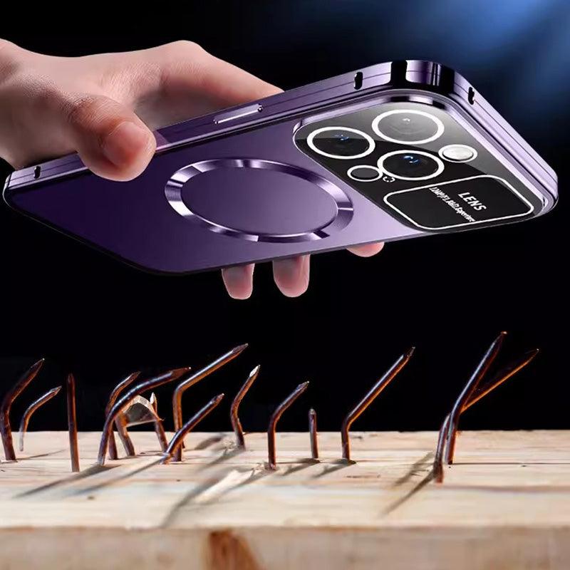 Anti-Peep Double-Sided Glass Magnetic Metal Frame Phone Case For iPhone - clarioy