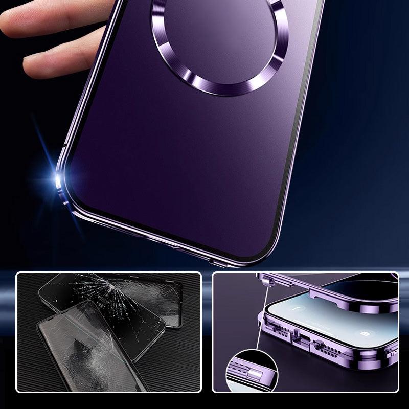 Anti-Peep Double-Sided Glass Magnetic Metal Frame Phone Case For iPhone - clarioy