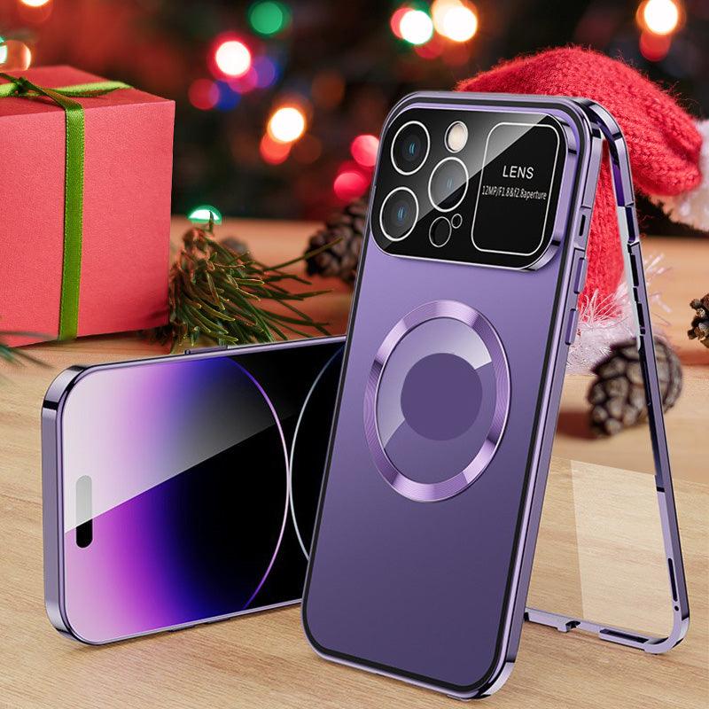 Anti-Peep Double-Sided Glass Magnetic Metal Frame Phone Case For iPhone - clarioy