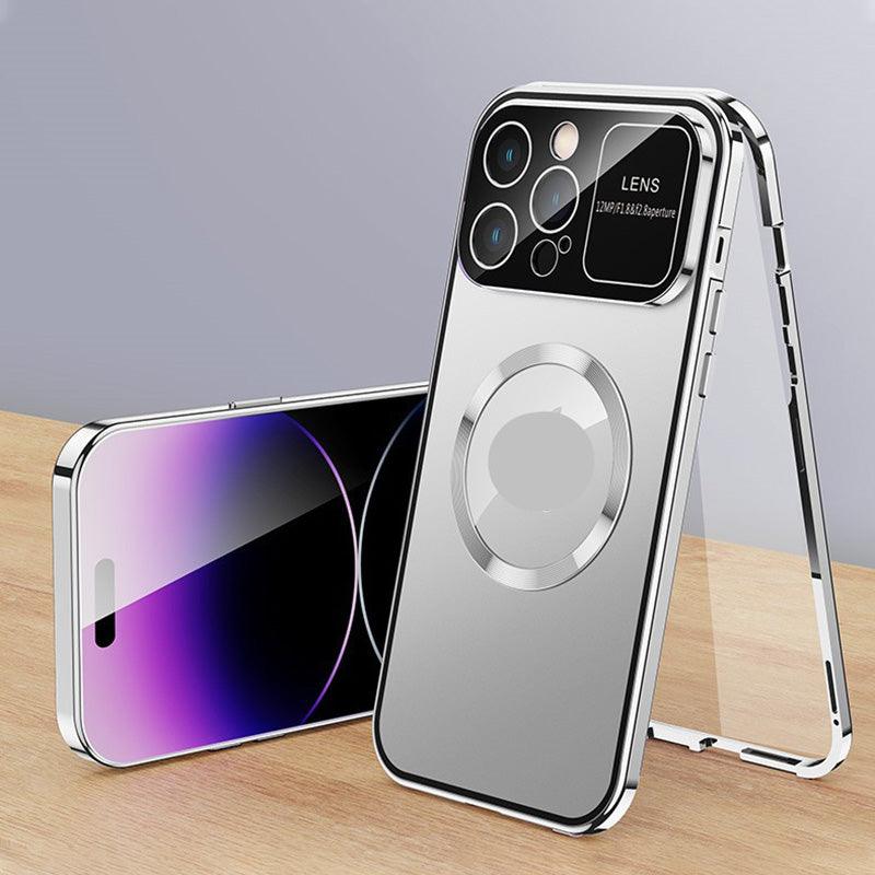 Anti-Peep Double-Sided Glass Magnetic Metal Frame Phone Case For iPhone - clarioy