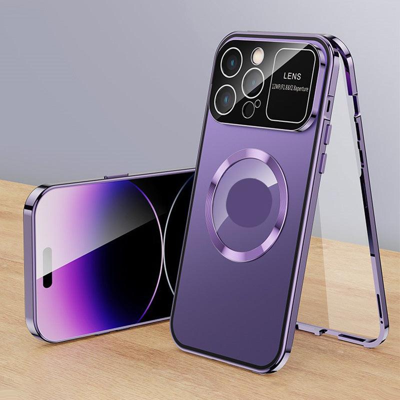 Anti-Peep Double-Sided Glass Magnetic Metal Frame Phone Case For iPhone - clarioy