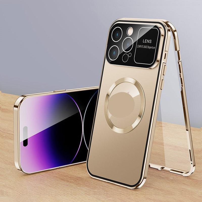 Anti-Peep Double-Sided Glass Magnetic Metal Frame Phone Case For iPhone - clarioy