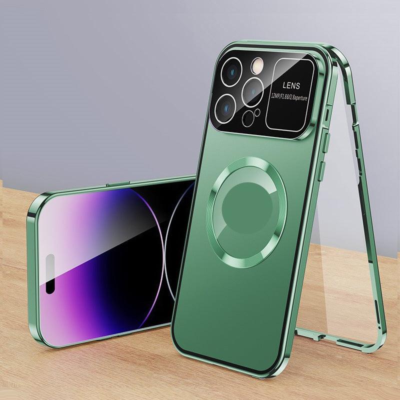 Anti-Peep Double-Sided Glass Magnetic Metal Frame Phone Case For iPhone - clarioy