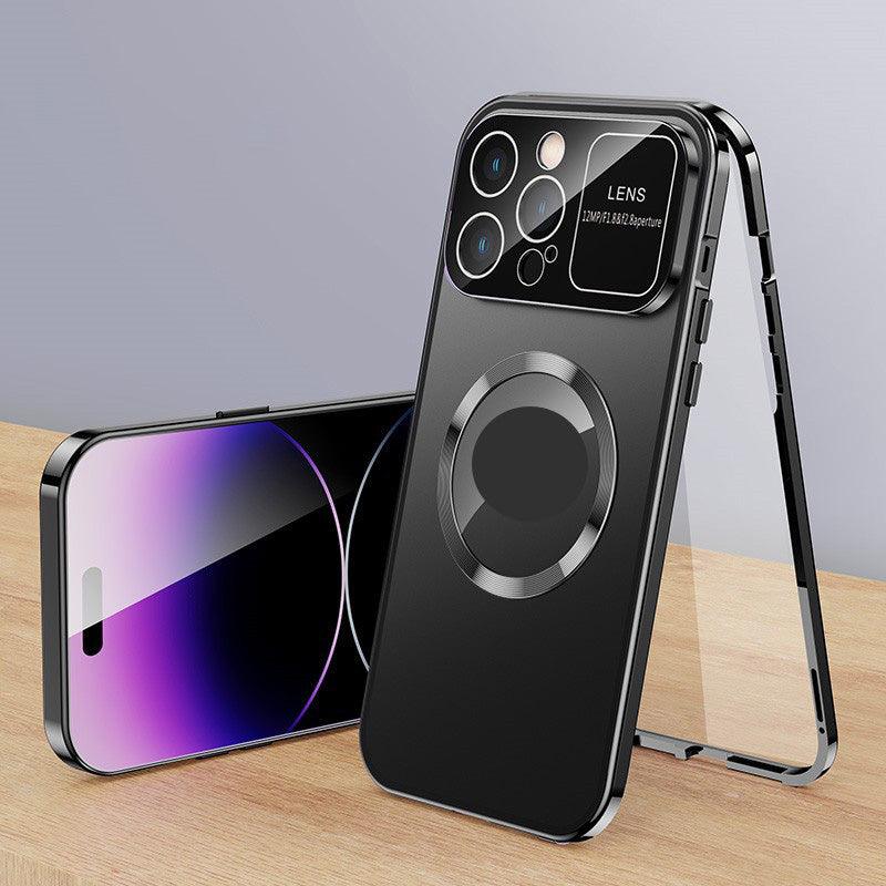 Anti-Peep Double-Sided Glass Magnetic Metal Frame Phone Case For iPhone - clarioy