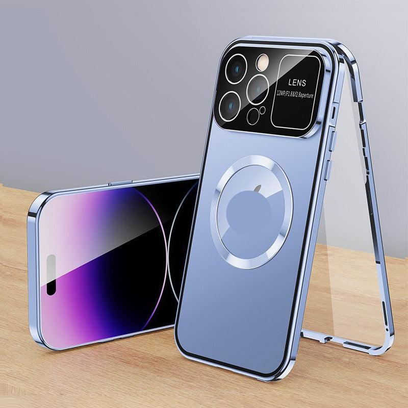 Anti-Peep Double-Sided Glass Magnetic Metal Frame Phone Case For iPhone - clarioy