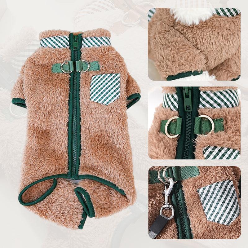 Winter Cozy Dog Coat with D-rings - clarioy