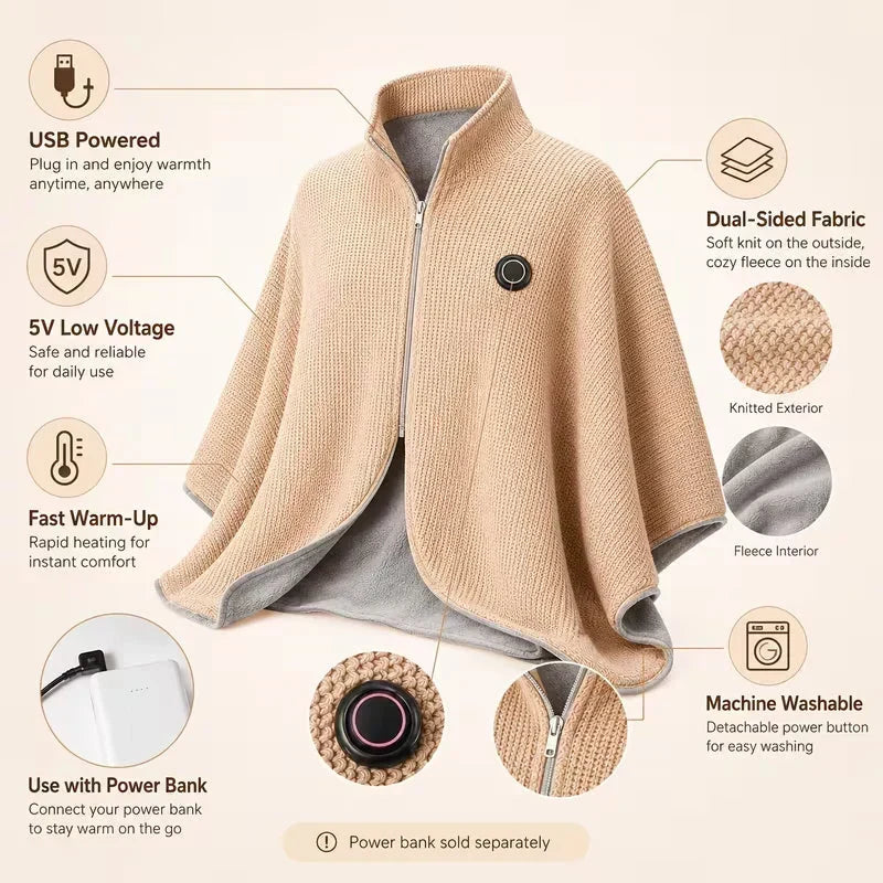 ⏰🔥LIMITED TIME 50% OFF!🔥50K+ SOLD! Portable Electric Heated Blanket & Shawl