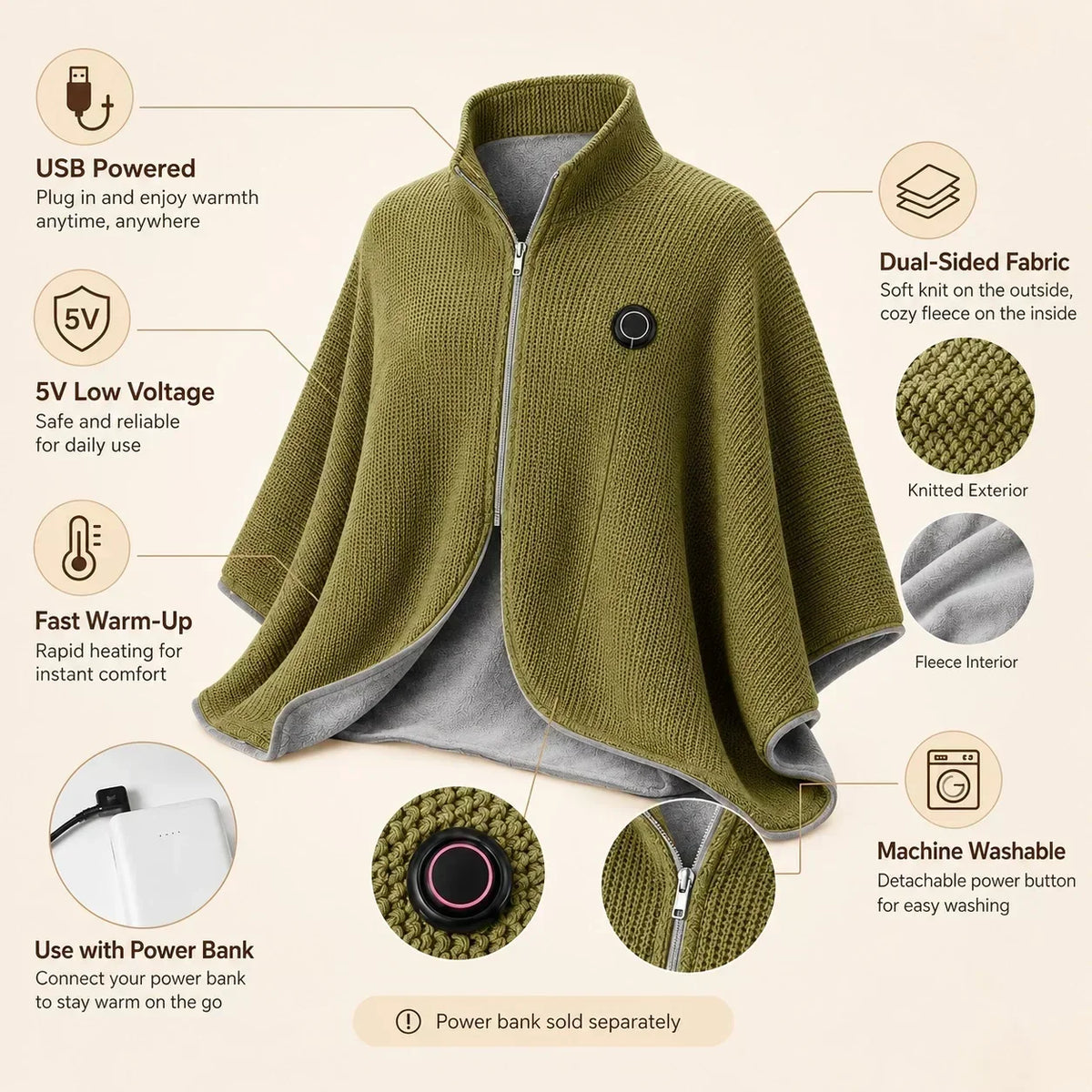 ⏰🔥LIMITED TIME 50% OFF!🔥50K+ SOLD! Portable Electric Heated Blanket & Shawl