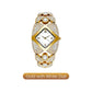Gold watch with white dial, crystal accents, luxury jewelry from clarioy
