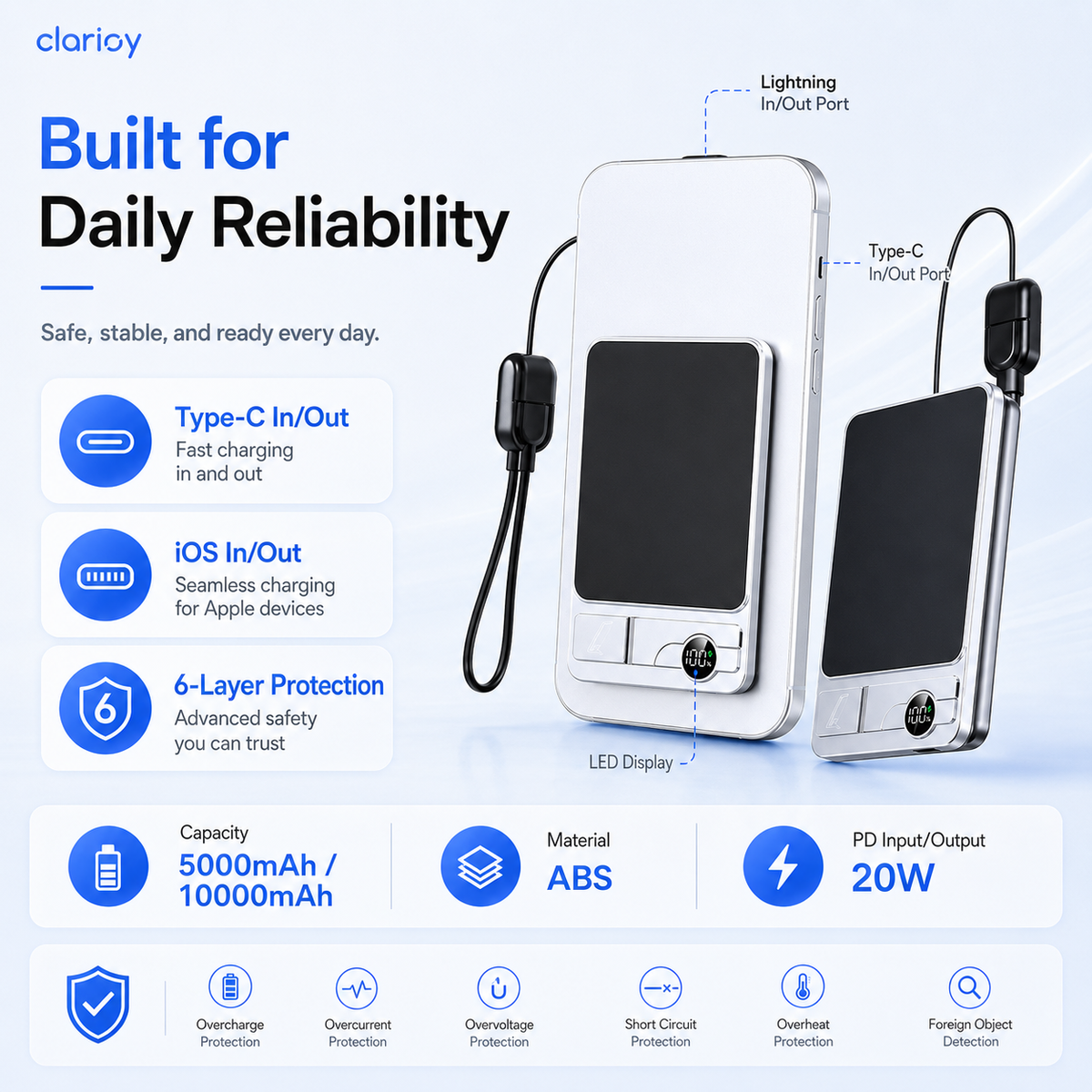 🔋 LIMITED-TIME 50% OFF! ✨ 3-in-1 Magnetic Portable Charger – Wireless, Built-in Stand, Slim 🍃