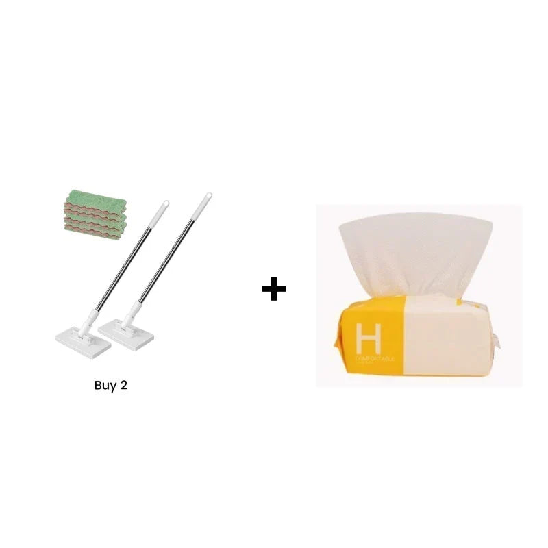 🏆 LIMITED TIME 50% OFF! Flat Mop with Stainless Steel Handle – Comes with Reusable Washable Mop Cloths ✨