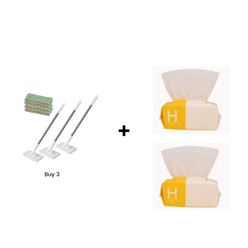 🏆 LIMITED TIME 50% OFF! Flat Mop with Stainless Steel Handle – Comes with Reusable Washable Mop Cloths ✨