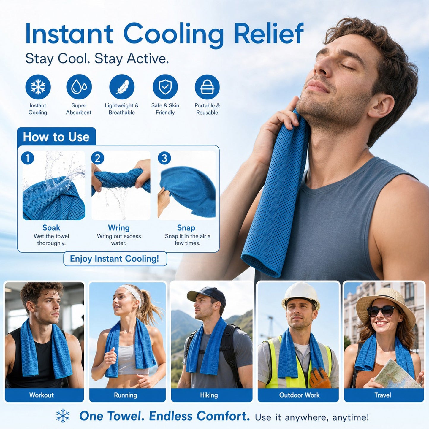 💦Summer Hot Sale - BUY 1 GET 1 FREE!!⚡50K+ SOLD!❄️Cold Sweat Towel You Can Use Anywhere, Anytime! Reusable Soft Absorbent Cooling Portable