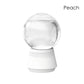 Clarioy peach essential oil diffuser with clear glass globe and white base, minimalist homeware.