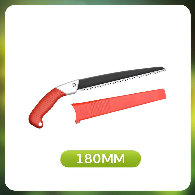 180mm pruning saw with red handle and protective sheath, premium auto tool from clarioy
